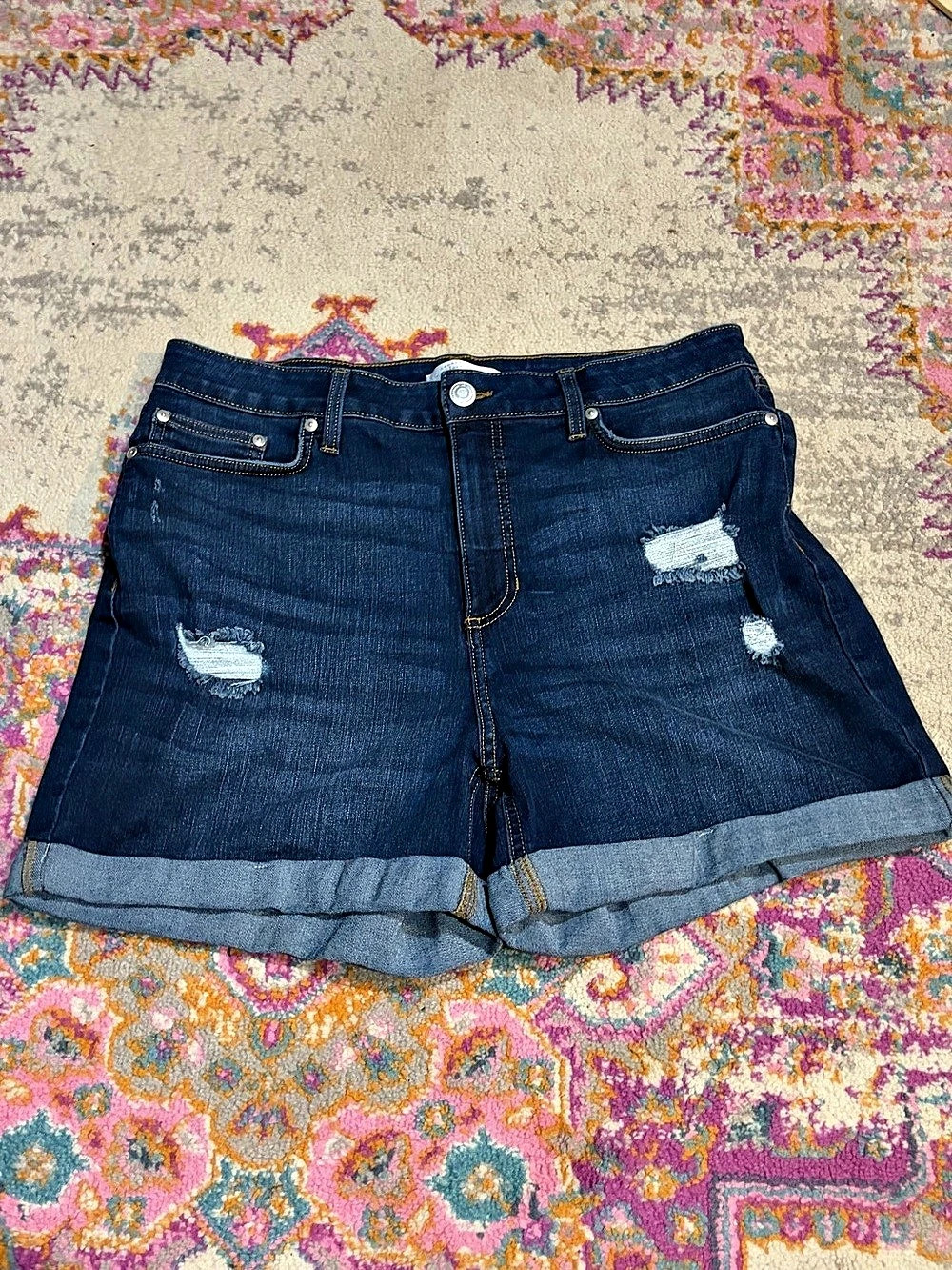 LC Lauren Conrad Distressed Denim Jean Shorts Size 16 Blue